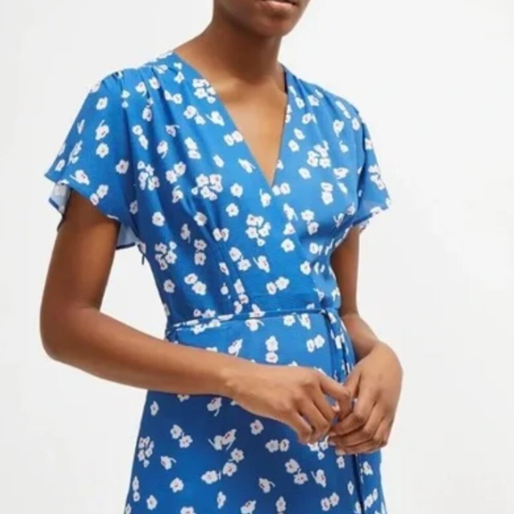 French Connection Blue Floral Wrap Dress